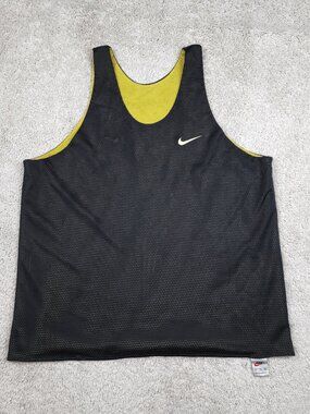 Nike Reversible Mesh Basketball Tank Jersey XL Black Yellow Y2K Vintage VTG USA
